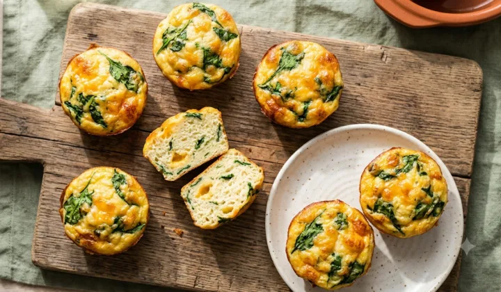Muffin de Ovo com Espinafre e Queijo: Lanche Proteico Para Levar ao Trabalho